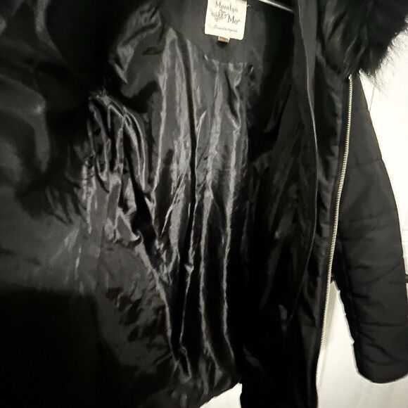 Maralyn & Me Juniors' Hooded Faux-Fur-Trim Puffer Coat Black Size XL‎ NWOT - Picture 5 of 6